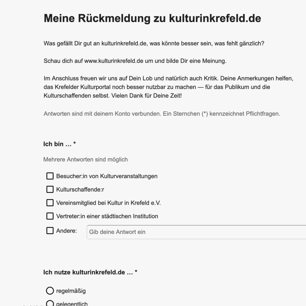 Vorschau der Umfrage zur Website kulturinkrefeld.de